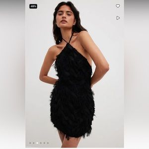 Halterneck Mini Feather Dress NA-KD